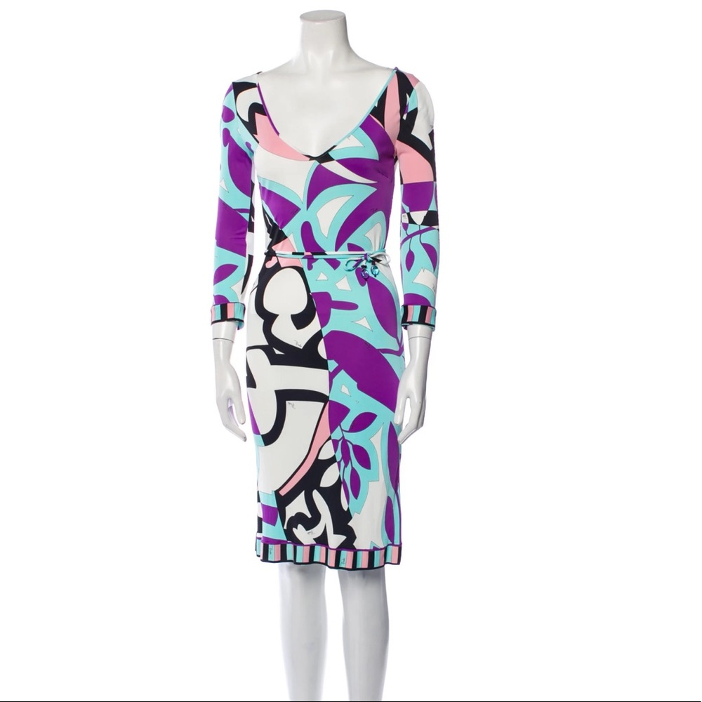 Retired Emilio Pucci Dress: Purple, Pink, White, Black Dress With Tags